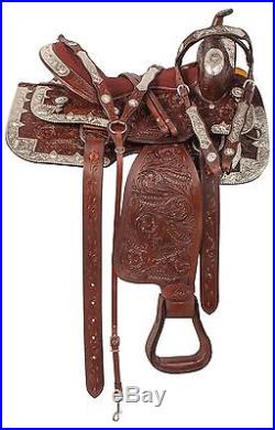 New 16 Western Silver Custom Pleasure Show Horse Leather Saddle Tack Set