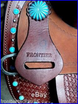 New 16western leather tack trail horse cowboy show saddle headstall, breastplate