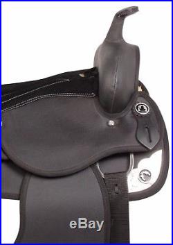 New Black Silver Western Pleasure Trail Horse Saddle Tack Set Pad 16 17 18