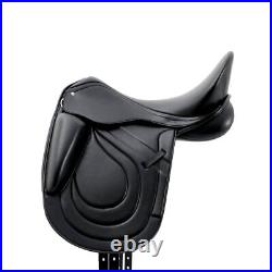 New Dressage Leather Horse Saddle Softy Padded Black Colour