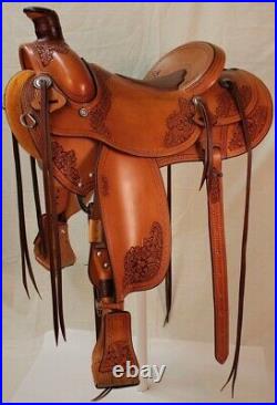New Leather Western ropper padded seat saddle Eco-leather ranch horse riding tac