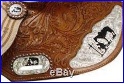 New Praying Cowboy Silver Barrel Saddle 14-15-16 inch Seat-Floral Tooling-nr