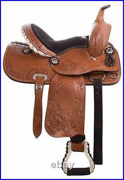 New Premium Leather Western Barrel Racing Adult Horse Tack Saddle All Sizes F/S