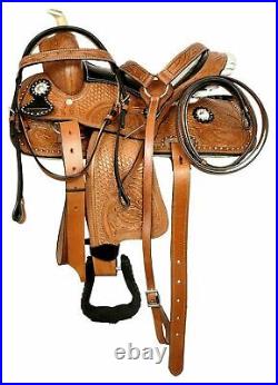 New Premium Leather Western Barrel Racing Horse Tack Saddle Size- (10-19) F/S