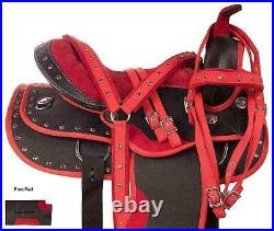 New Synthetic Red / Black Western Horse Tack Saddle (10 to 18) Free shipping