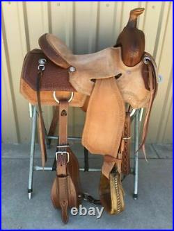 New Western /Natural & Brown Leather Strip Down Roper Ranch Saddle 14 To 18