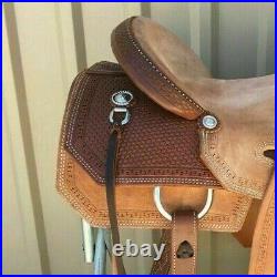 New Western /Natural & Brown Leather Strip Down Roper Ranch Saddle 14 To 18