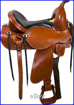 New Western Treeless Premium Leather Saddle Equestrian Tack with free tack set