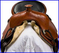 New Western Treeless Premium Leather Saddle Equestrian Tack with free tack set