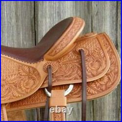 New Western premium leather carved Trail pleasure Horse Saddle 10 to 18.5 inch