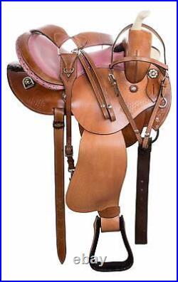 Pink Barrel Racing Western Leather Show Trail Horse Saddle Tack All Sizes F/Ship