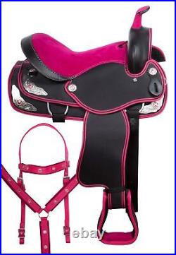 Pink Light Synthetic Western Pleasure Trail Horse Saddle Tack 14 15 16