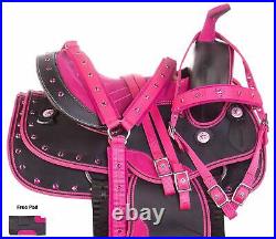 Pink Synthetic Western Horse Pony Saddle Tack Set Light Weight Youth Kid Size