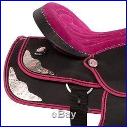 Pink Western Pleasure Trail Synthetic Horse Saddle Tack Set Pad 14 15 16 17