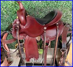 Pony & Adult Leather Barrel Racing Trail Equestrian Horse Saddle Size 10-18