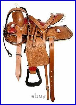 Premium Leather Miniature Western Barrel Racing Horse Saddles and tack Set Free