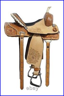 Premium Leather Western Barrel Racing Horse Saddle Tack Set Seat Size 14 to 18