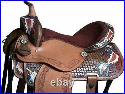 Premium Leather Western Barrel Racing Trail Horse Saddle Tack Size 10 to 19