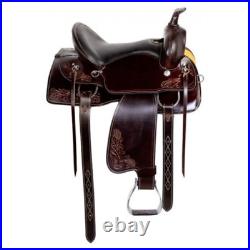 Premium Leather Western Pleasure Trail Horse Saddle Comfort Size 10 to18 inch