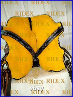 Premium Quality Western Leather Barrel Rough Out Saddle Matching Set F/Ship