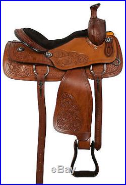 Premium Ranch Roping Trail Western Leather Cowboy Horse Saddle Tack Set 15 16