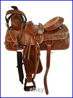 Premium Tooled Leather Western Horse Saddle Roping Roper Ranch Tack 15 16 17 18