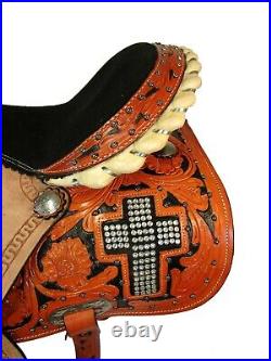 Premium Tooled Show Barrel Racer Rough Out Leather Western Horse Saddle 15 16