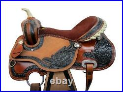 Pro Western Barrel Racing Saddle Horse Pleasure Tooled Leather Tack 18 17 16 15