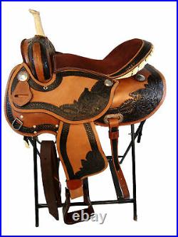 Pro Western Barrel Racing Show Trail Pleasure Leather Horse Saddle Tack 15 16