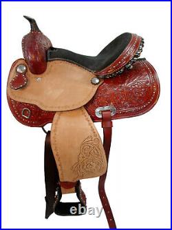 Pro Western Barrel Saddle 15 16 17 18 Pleasure Horse Tooled Leather Tack Set