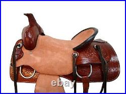 Pro Western Ranch Saddle Roping Horse Pleasure Tooled Leather Tack 15 16 17 18