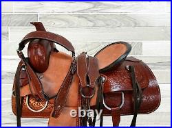 Pro Western Ranch Saddle Roping Horse Pleasure Tooled Leather Tack 15 16 17 18