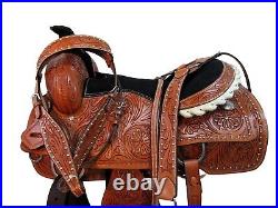 Pro Western Roper Ranch Roping Saddle Horse Floral Tooled Leather 15 16 17 18
