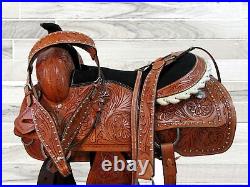 Pro Western Roper Ranch Roping Saddle Horse Floral Tooled Leather 15 16 17 18