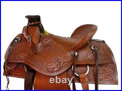 Pro Western Roping Ranch Horse Saddle 15 16 17 18 Floral Tooled Leather Tack Set