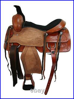 Pro Western Roping Ranch Saddle 17 16 15 Pleasure Tooled Leather Horse Tack Set