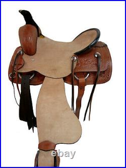 Pro Western Roping Ranch Tooled Leather Horse Pleasure Roper Tack 15 16 17 18
