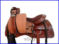 Pro Western Roping Roper Saddle Horse Pleasure Floral Tooled Tack 15 16 17 18
