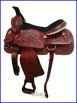 Pro Western Roping Saddle Horse Pleasure Tooled Leather Tack Set 18 17 16 15