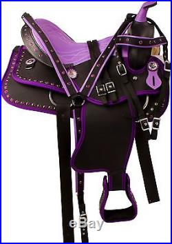 Purple 14 Western Pleasure Trail Barrel Racer Show Horse Saddle Tack Set