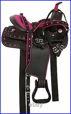 Purple Synthetic Western Barrel Racing Horse Saddle With Tack