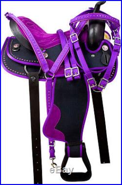 Purple Synthetic Western Pleasure Trail Show Barrel Horse Saddle Tack 16 17 18