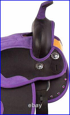 Purple Western Barrel Racing Synthetic Equestrian Horse Saddle Tack Barrel Set