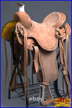 RS901 15 In Western Horse Saddle American Leather Ranch Roping Cowboy Hilason