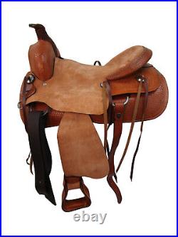 Ranch Roping Saddle Pro Western Used Leather Horse Pleasure Tack Set 15 16 17 18