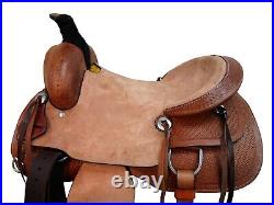 Ranch Roping Saddle Western Cowgirl Tooled Leather Horse Pleasure 15 16 17 18