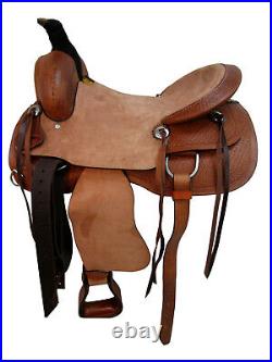 Ranch Roping Saddle Western Cowgirl Tooled Leather Horse Pleasure 15 16 17 18