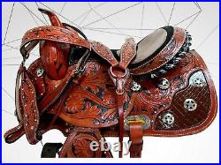 Rodeo Show Western Saddle 15 16 Pleasure Trail Tooled Leather Barrel Racing Tack