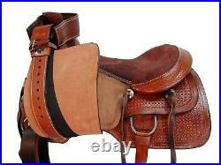 Rodeo Western Ranch Saddle Roping Horse Pleasure Tooled Leather Tack 15 16 17