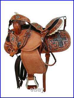 Rodeo Western Saddle 15 16 17 Barrel Racing Horse Tooled Leather Pleasure Tack